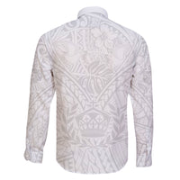 Tonga White Sunday Family Matching Off Shoulder Short Dress and Hawaiian Shirt Polynesian Plumeria Tribal Simple LT9 - Polynesian Pride