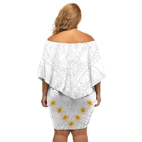 Tonga White Sunday Family Matching Off Shoulder Short Dress and Hawaiian Shirt Polynesian Plumeria Tribal Simple LT9 - Polynesian Pride