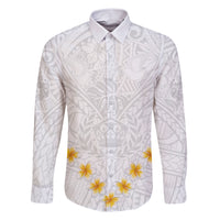 Tonga White Sunday Family Matching Short Sleeve Bodycon Dress and Hawaiian Shirt Polynesian Plumeria Tribal Simple LT9 Dad's Shirt - Long Sleeve White - Polynesian Pride