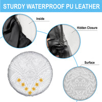 Tonga White Sunday Spare Tire Cover Polynesian Plumeria Tribal Simple LT9 - Polynesian Pride