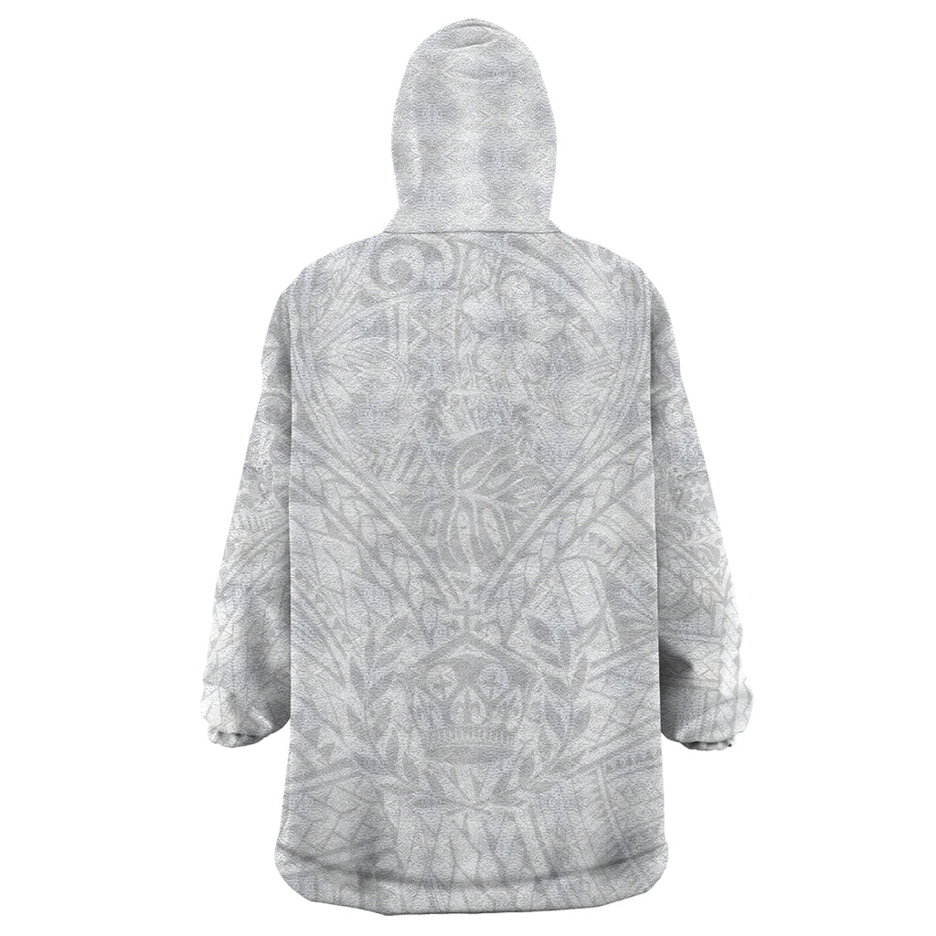 Tonga White Sunday Wearable Blanket Hoodie Polynesian Plumeria Tribal Simple LT9 - Polynesian Pride