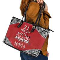 Custom Tonga Rugby Mate Ma'a Leather Tote Bag Tonga XIII Make History Pacific Champions
