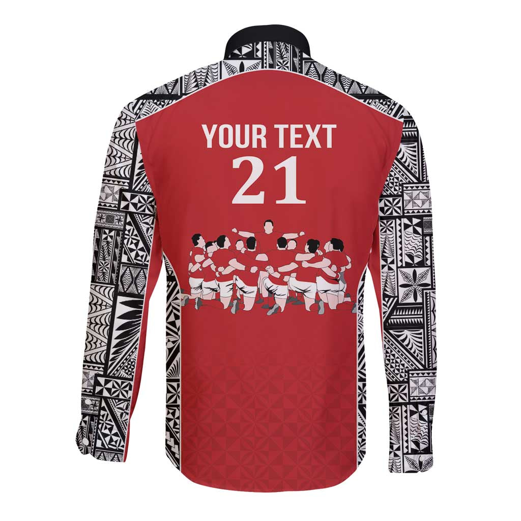 Custom Tonga Rugby Mate Ma'a Long Sleeve Button Shirt Tonga XIII Make History Pacific Champions