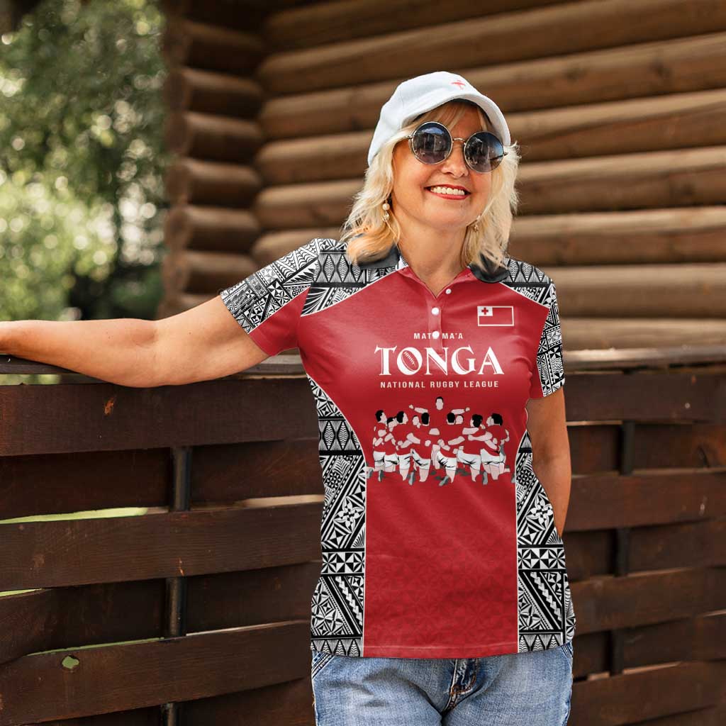 Custom Tonga Rugby Mate Ma'a Women Polo Shirt Tonga XIII Make History Pacific Champions