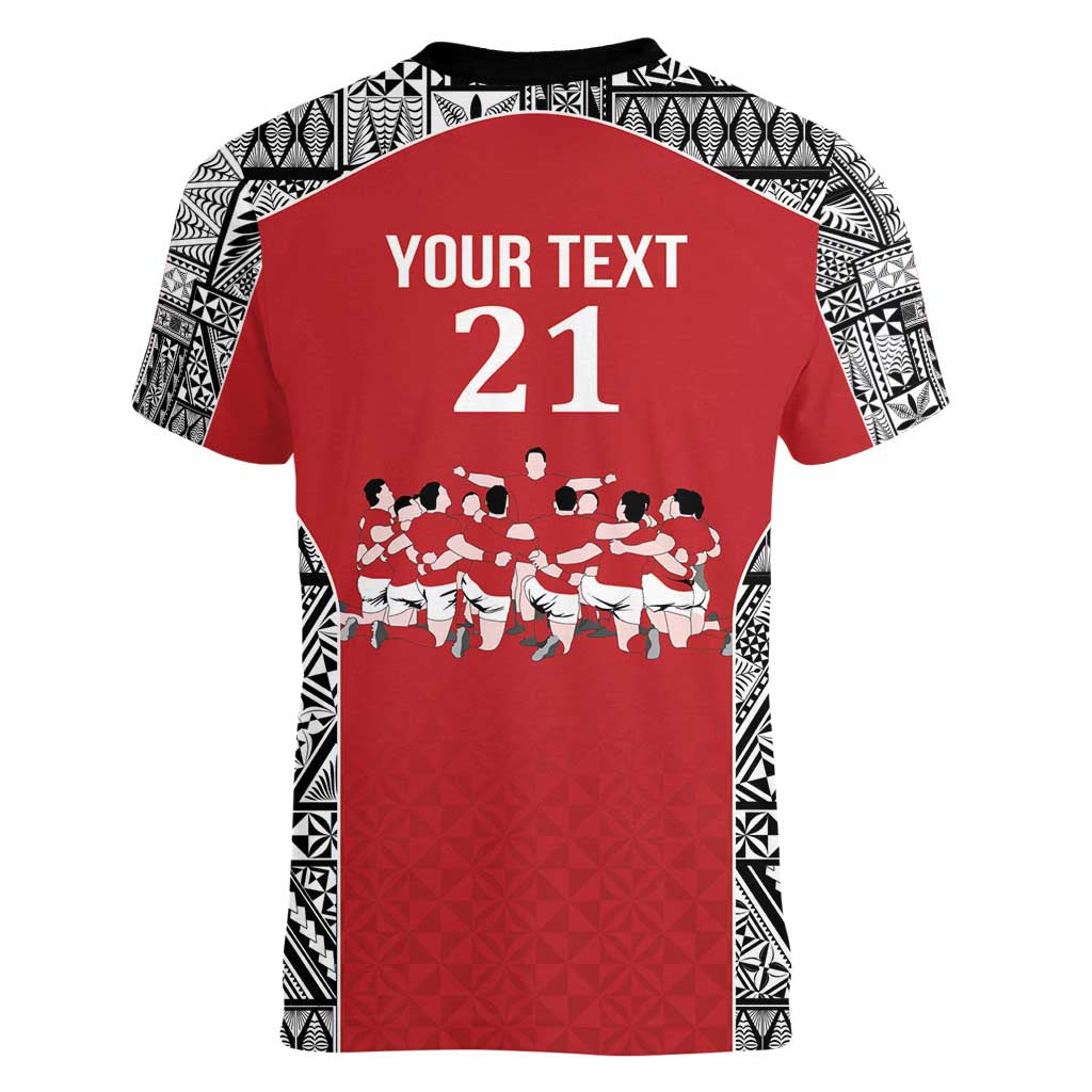 Custom Tonga Rugby Mate Ma'a Women V-Neck T-Shirt Tonga XIII Make History Pacific Champions
