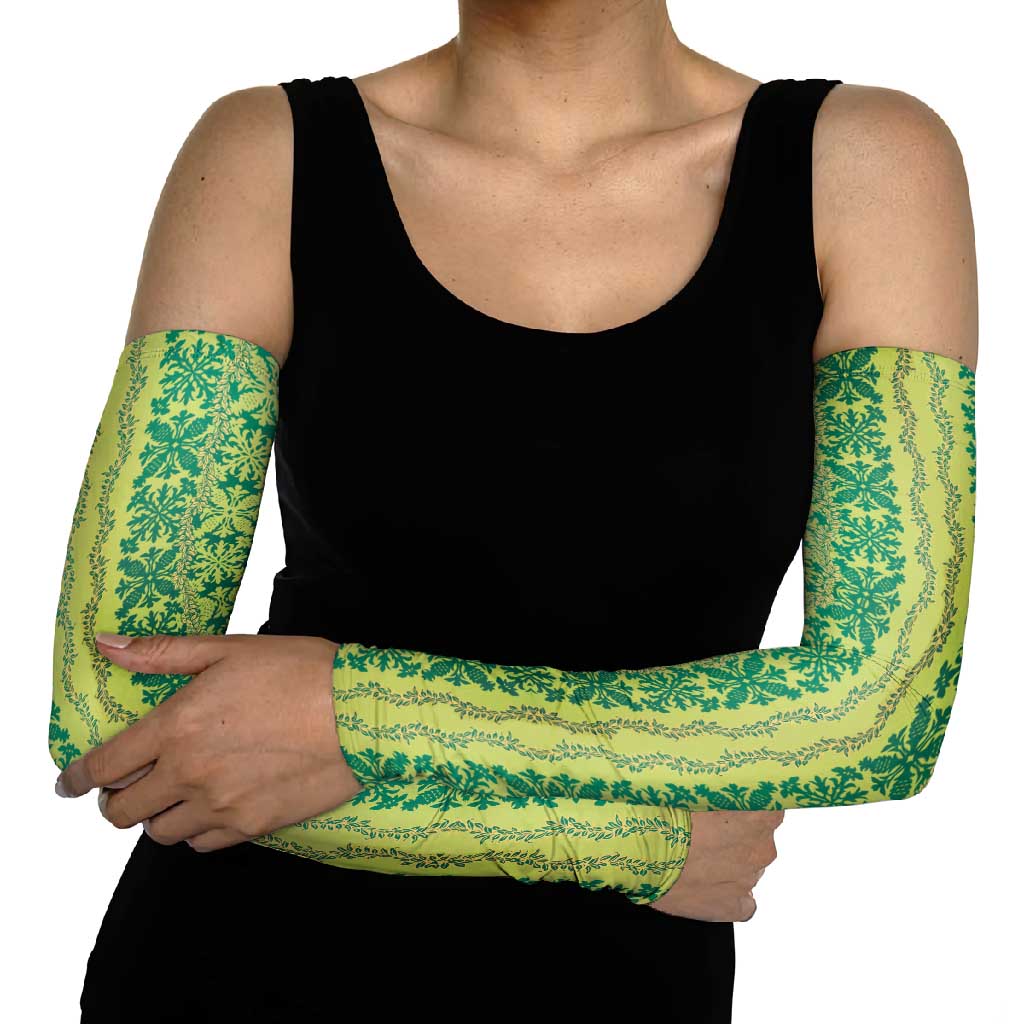 Hawaii Lei with Tribal Quilt Motif Arm Sleeves - Polynesian Pride