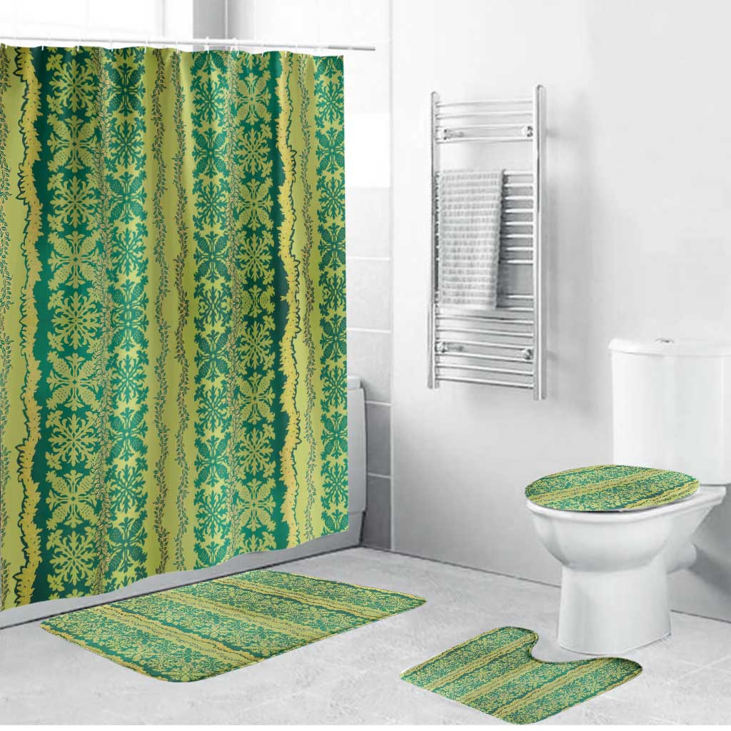 Hawaii Lei with Tribal Quilt Motif Bathroom Set - Polynesian Pride