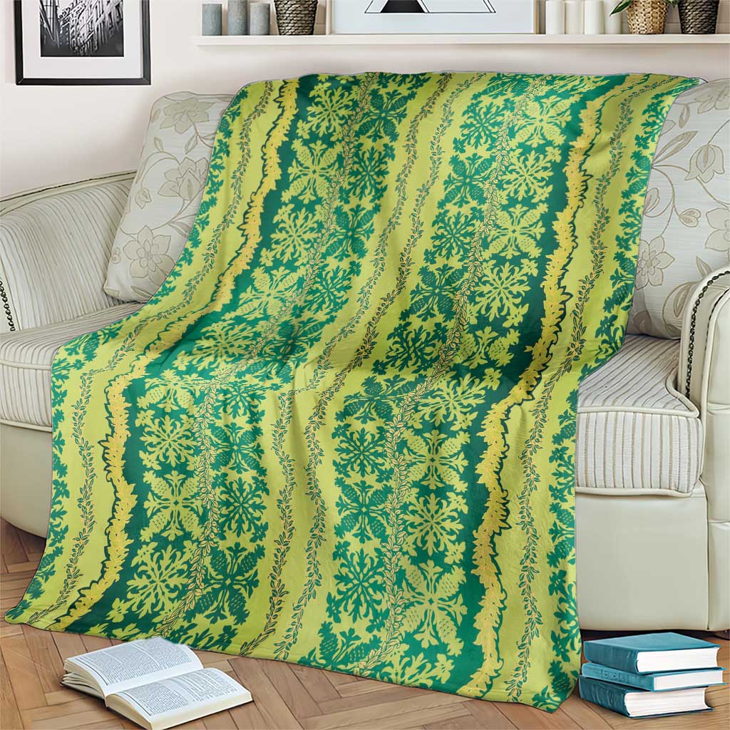 Hawaii Lei with Tribal Quilt Motif Blanket