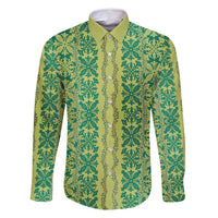 Hawaii Lei with Tribal Quilt Motif Family Matching Mermaid Dress and Hawaiian Shirt