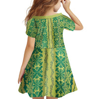 Hawaii Lei with Tribal Quilt Motif Family Matching Puletasi and Hawaiian Shirt