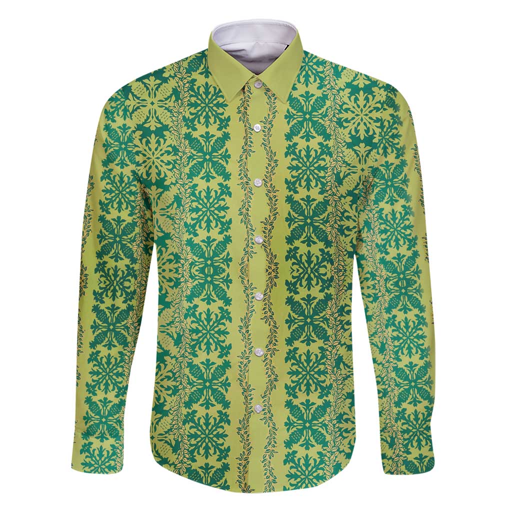 Hawaii Lei with Tribal Quilt Motif Family Matching Tank Maxi Dress and Hawaiian Shirt