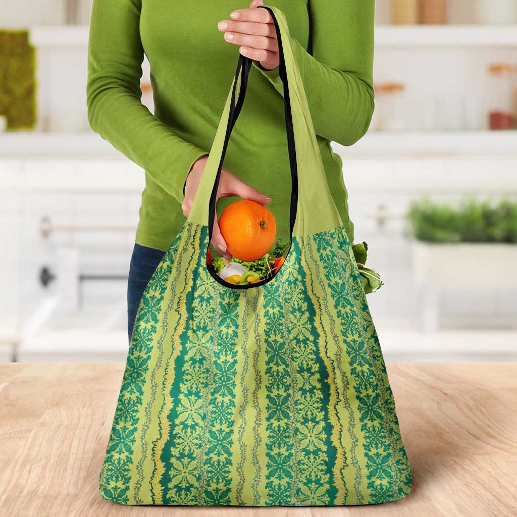 Hawaii Lei with Tribal Quilt Motif Grocery Bag