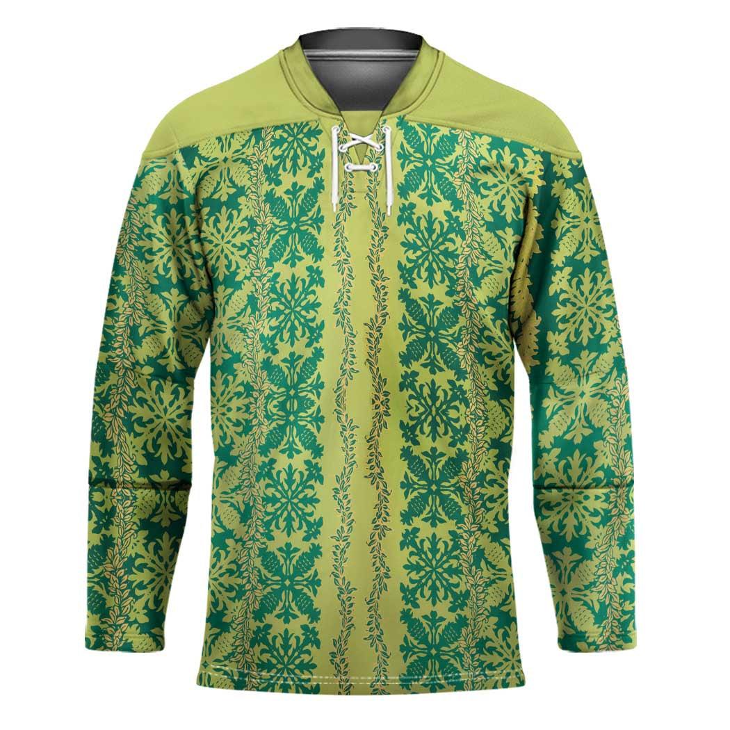 Hawaii Lei with Tribal Quilt Motif Hockey Jersey - Polynesian Pride