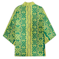 Hawaii Lei with Tribal Quilt Motif Kimono - Polynesian Pride