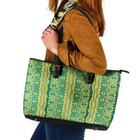 Hawaii Lei with Tribal Quilt Motif Leather Tote Bag