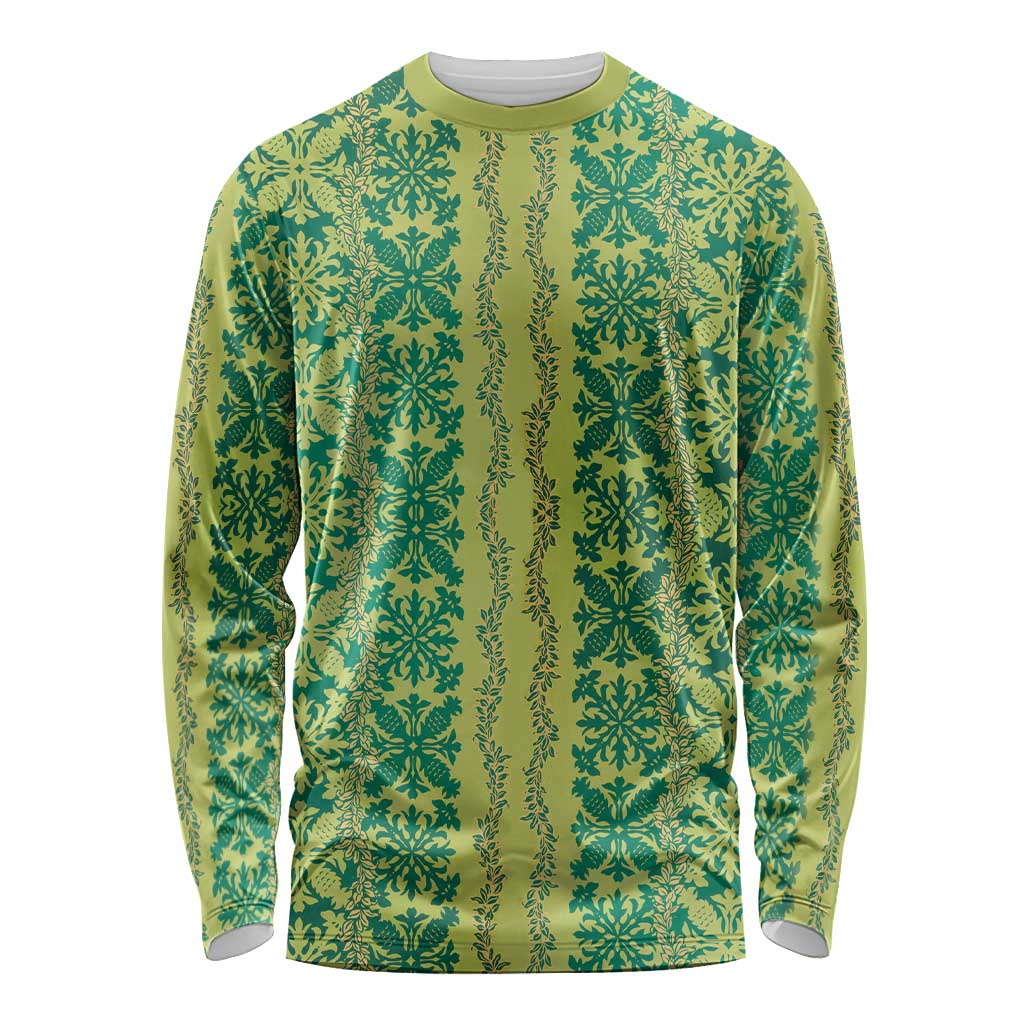 Hawaii Lei with Tribal Quilt Motif Long Sleeve Shirt