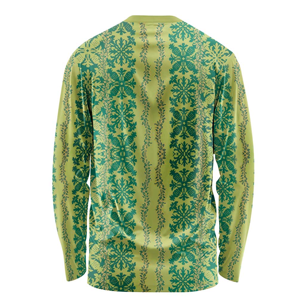 Hawaii Lei with Tribal Quilt Motif Long Sleeve Shirt