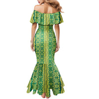 Hawaii Lei with Tribal Quilt Motif Mermaid Dress