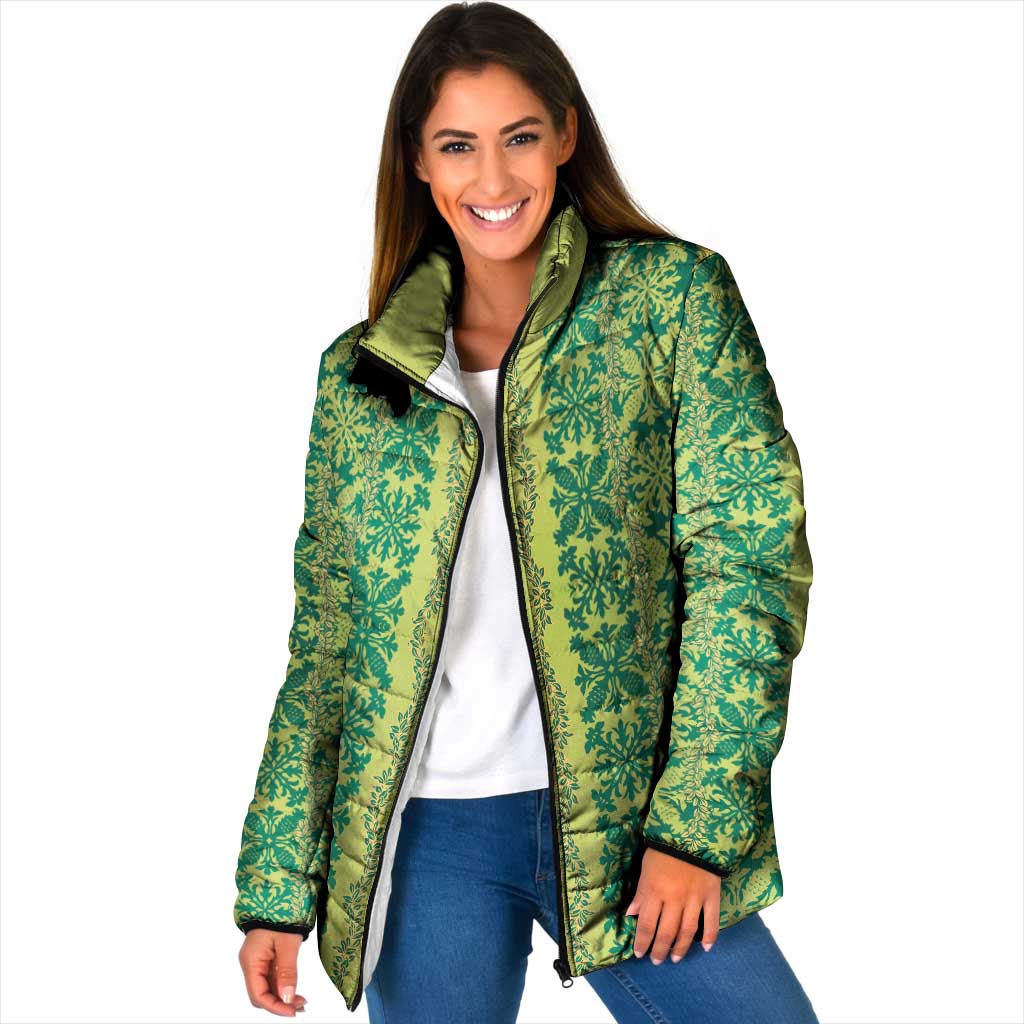 Hawaii Lei with Tribal Quilt Motif Padded Jacket - Polynesian Pride