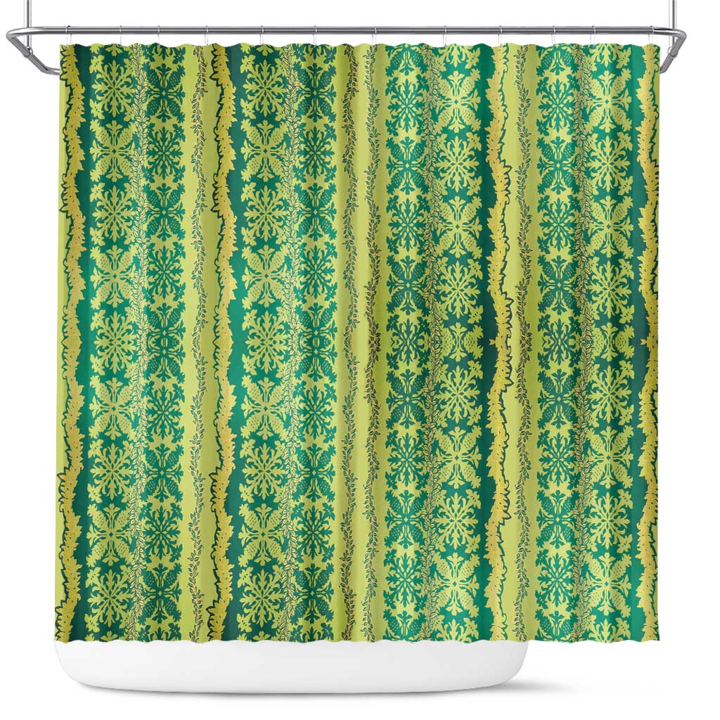 Hawaii Lei with Tribal Quilt Motif Shower Curtain