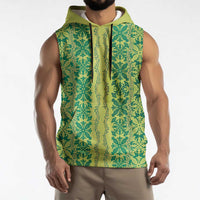 Hawaii Lei with Tribal Quilt Motif Sleeveless Hoodie - Polynesian Pride