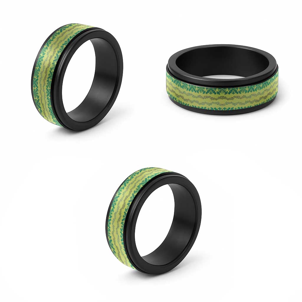 Hawaii Lei with Tribal Quilt Motif Spinner Ring - Polynesian Pride
