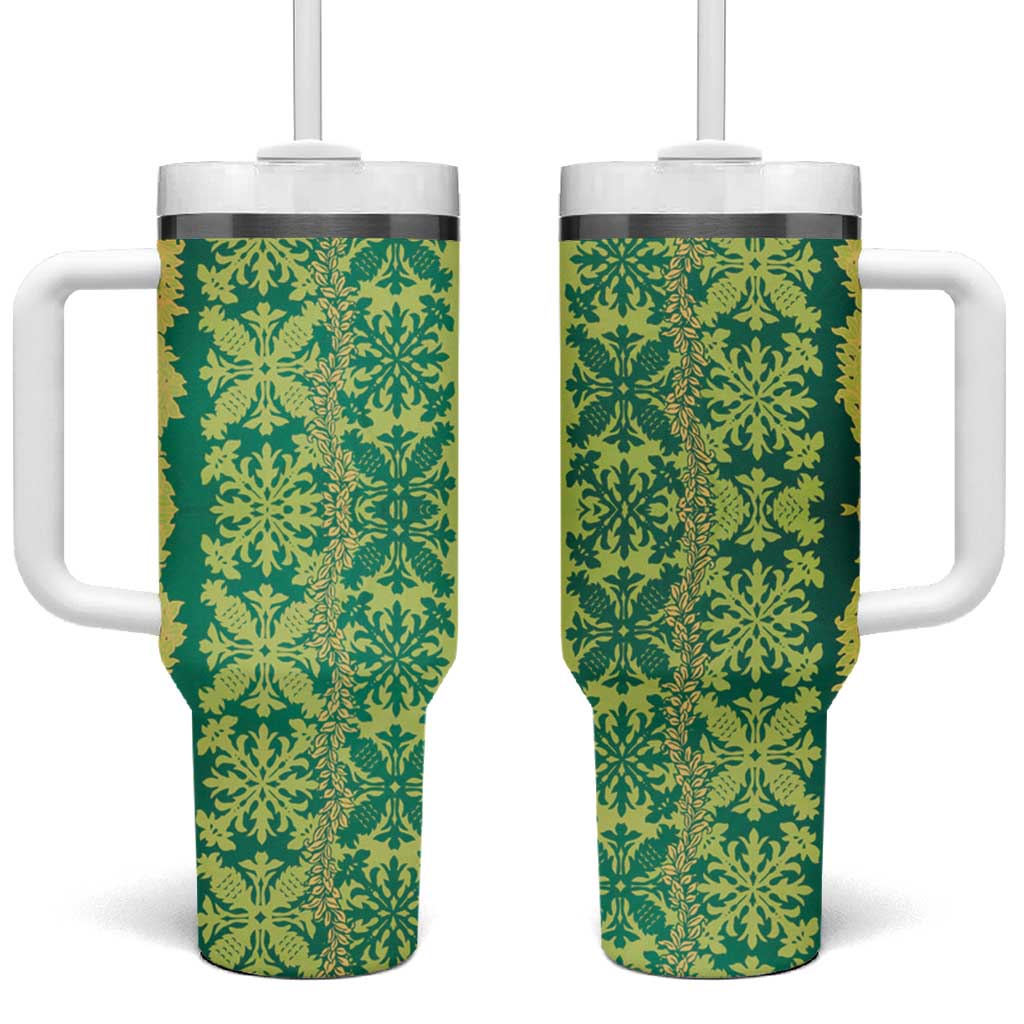 Hawaii Lei with Tribal Quilt Motif Tumbler With Handle
