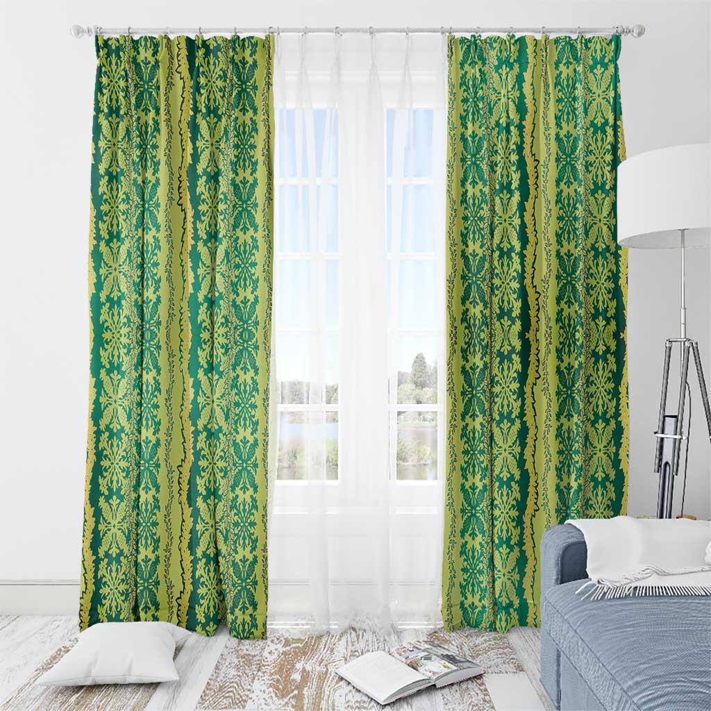 Hawaii Lei with Tribal Quilt Motif Window Curtain