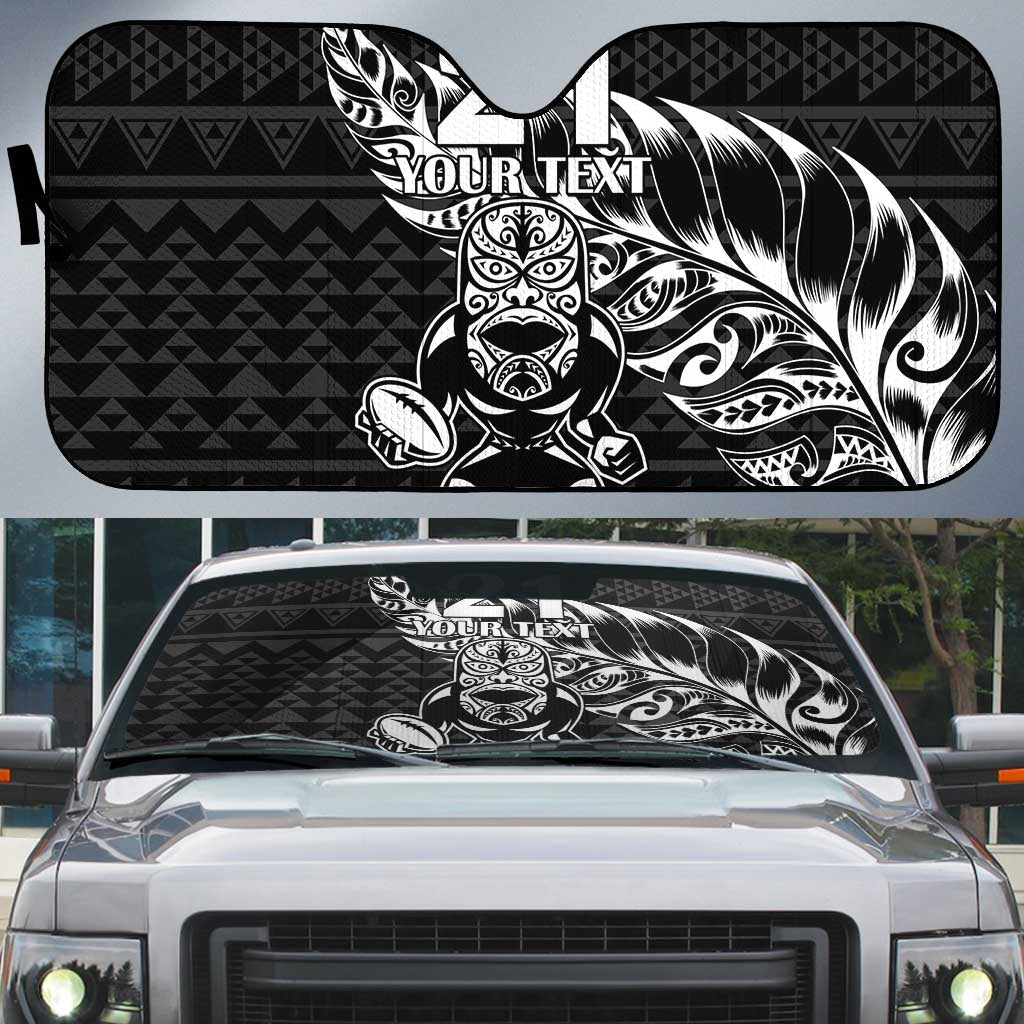 New Zealand Rugby Warrior Custom Auto Sun Shade Black Fern Taniko Motif - Polynesian Pride
