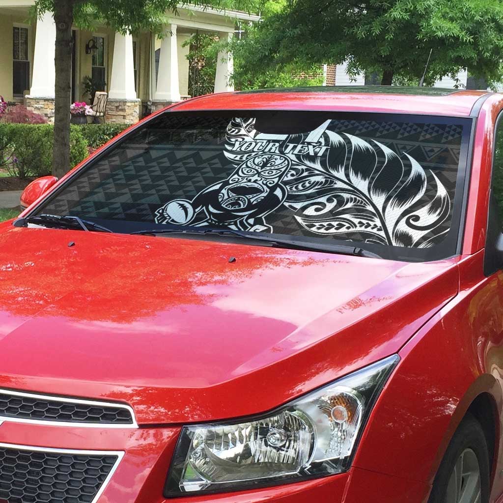 New Zealand Rugby Warrior Custom Auto Sun Shade Black Fern Taniko Motif - Polynesian Pride