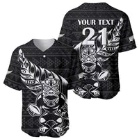 New Zealand Rugby Warrior Custom Baseball Jersey Black Fern Taniko Motif