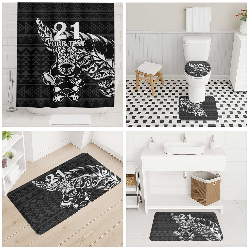 New Zealand Rugby Warrior Custom Bathroom Set Black Fern Taniko Motif - Polynesian Pride