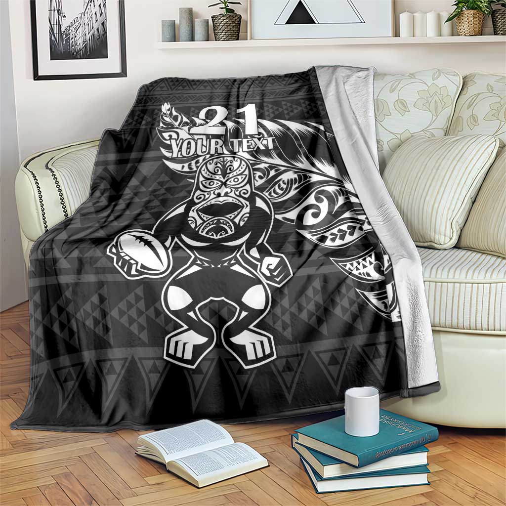 New Zealand Rugby Warrior Custom Blanket Black Fern Taniko Motif