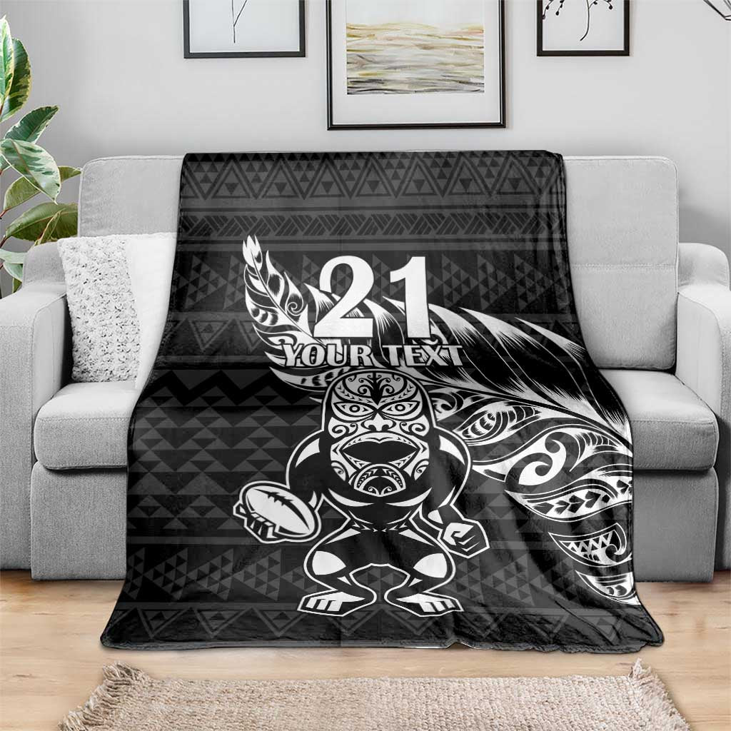New Zealand Rugby Warrior Custom Blanket Black Fern Taniko Motif