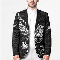 New Zealand Rugby Warrior Custom Blazer Black Fern Taniko Motif - Polynesian Pride