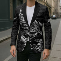 New Zealand Rugby Warrior Custom Blazer Black Fern Taniko Motif - Polynesian Pride