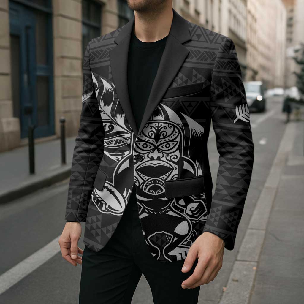New Zealand Rugby Warrior Custom Blazer Black Fern Taniko Motif - Polynesian Pride