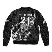 New Zealand Rugby Warrior Custom Bomber Jacket Black Fern Taniko Motif