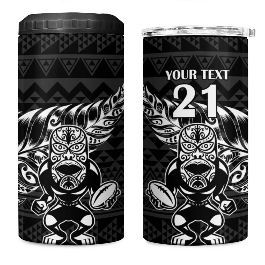 New Zealand Rugby Warrior Custom 4 in 1 Can Cooler Tumbler Black Fern Taniko Motif