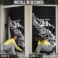 New Zealand Rugby Warrior Custom Door Cover Black Fern Taniko Motif - Polynesian Pride