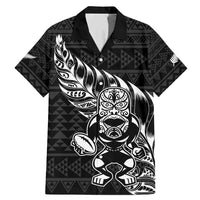 New Zealand Rugby Warrior Custom Family Matching Mermaid Dress and Hawaiian Shirt Black Fern Taniko Motif