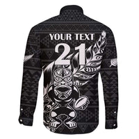 New Zealand Rugby Warrior Custom Family Matching Mermaid Dress and Hawaiian Shirt Black Fern Taniko Motif