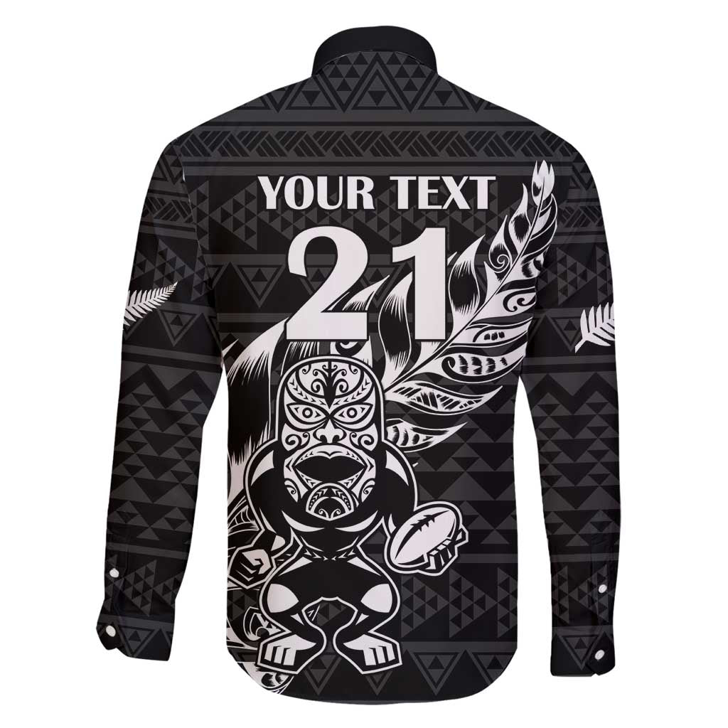 New Zealand Rugby Warrior Custom Family Matching Off Shoulder Short Dress and Hawaiian Shirt Black Fern Taniko Motif