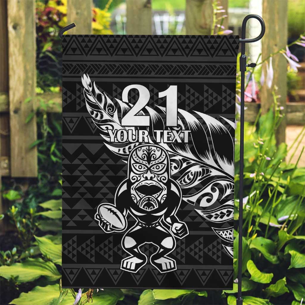 New Zealand Rugby Warrior Custom Garden Flag Black Fern Taniko Motif