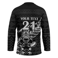 New Zealand Rugby Warrior Custom Hockey Jersey Black Fern Taniko Motif - Polynesian Pride