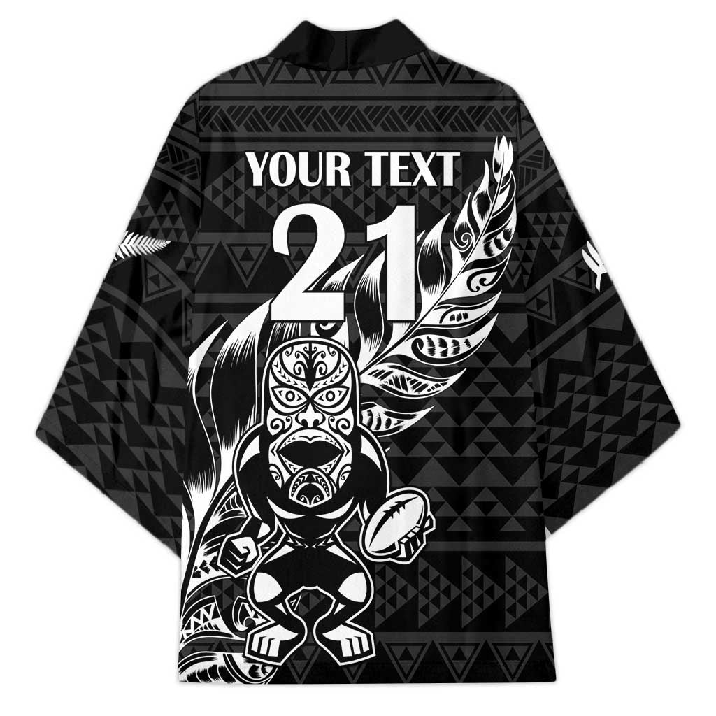 New Zealand Rugby Warrior Custom Kimono Black Fern Taniko Motif - Polynesian Pride