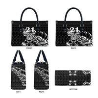 New Zealand Rugby Warrior Custom Leather Bag Black Fern Taniko Motif - Polynesian Pride