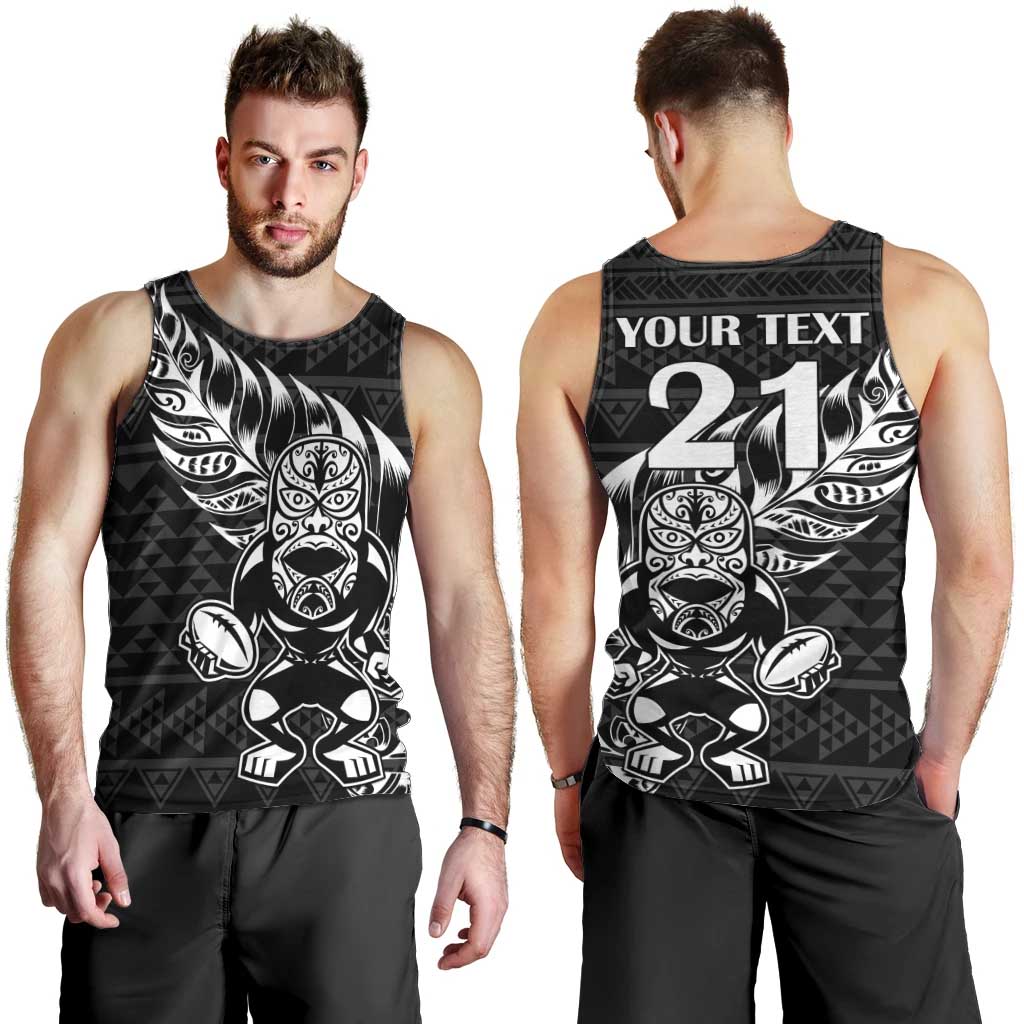 New Zealand Rugby Warrior Custom Men Tank Top Black Fern Taniko Motif