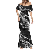 New Zealand Rugby Warrior Custom Mermaid Dress Black Fern Taniko Motif