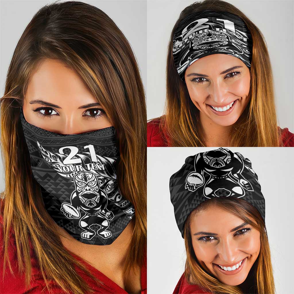 New Zealand Rugby Warrior Custom Neck Gaiter Black Fern Taniko Motif - Polynesian Pride